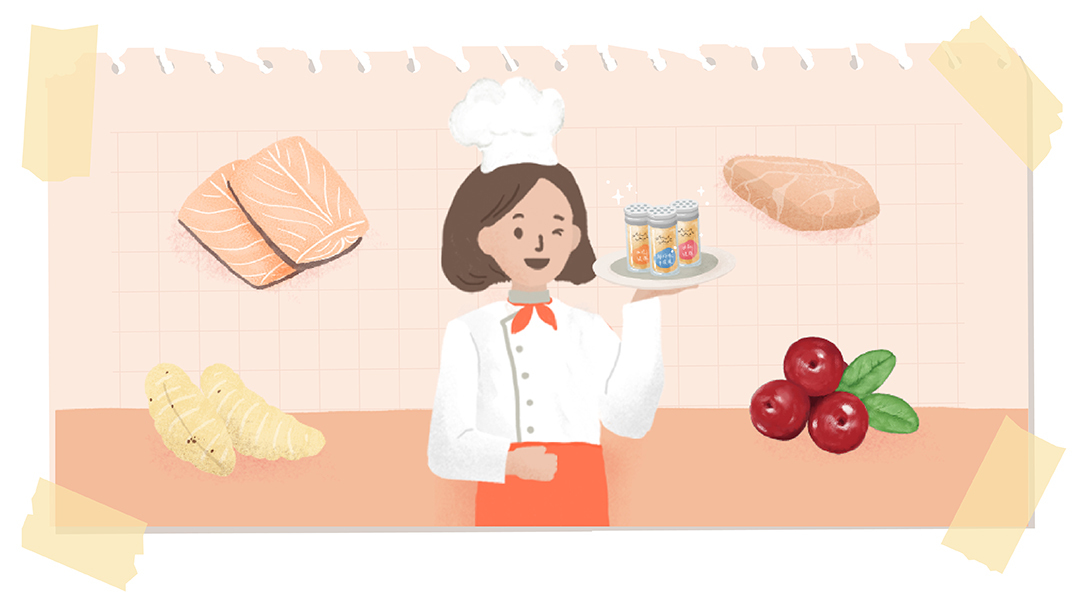 鮮鬆粉均勻地融入於食物中